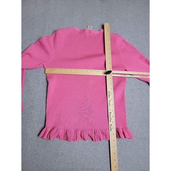 Vtg Henri Bendel Cardigan Sweater Womens L Pink Silk Blend Button Knit Cottage - Picture 7 of 11